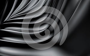 Black silk drapery and fabric background. 3d render