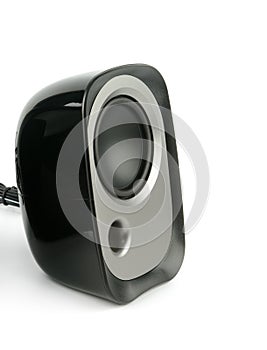 Black and Silver Audio Speaker on White