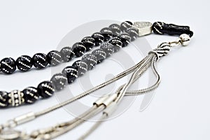 Black and silver beads sequenced, short rosary, tespih tesbih