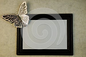 Black and silver butterfly border frame background