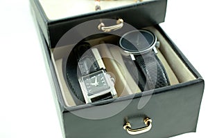 Black with silver female watches