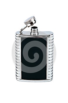 Black and silver hip-flask