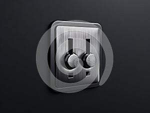 A black and silver light switch on a black wall