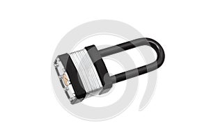 Black silver padlock isolated on white