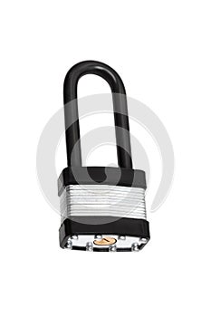 Black silver padlock isolated on white