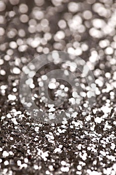 Black and Silver Sparkle Glitter background. Holiday, Christmas, Valentines, Beauty and Nails abstract texture