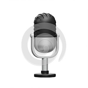 Black and Silver Vintage Microphone 3D Render