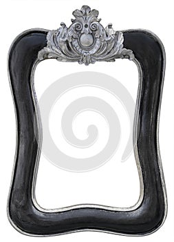 Black silver vintage picture frame isolated on white background