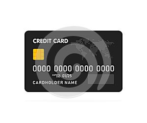 Black simple credit card template on white background. Vector