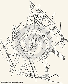 Street roads map of the Blankenfelde locality of the Pankow borough