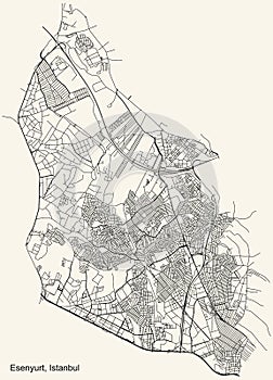 Street roads map of the district Esenyurt of Istanbul, Turkey