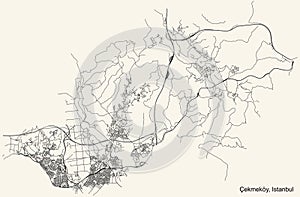 Street roads map of the district Ãâ¡ekmekÃÂ¶y of Istanbul, Turkey photo