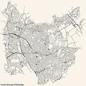 Street roads map of the London Borough of Redbridge