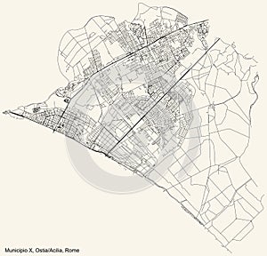 Street roads map of the Municipio X Ã¢â¬â Ostia Acilia municipality of Rome Italy photo