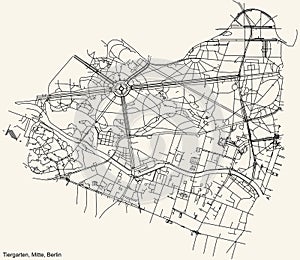 Street roads map of the Tiergarten locality of the Mitte borough photo