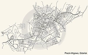 Street roads map of the Piecki-Migowo district of  Gdansk, Poland photo