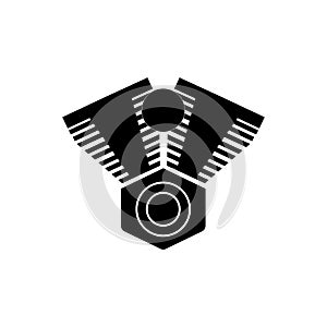 black simple engine block illustration