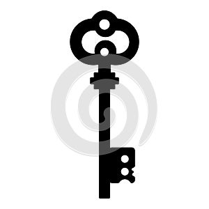 Black simple key isolated on white background. Vector illustration for any design