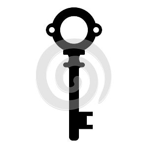 Black simple key isolated on white background. Vector illustration for any design