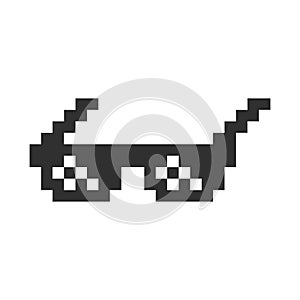Black simple pixel sun glasses vector icon