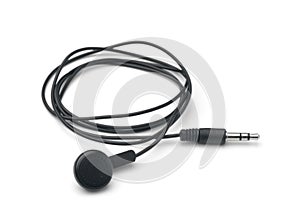 Black single ear wired earbud