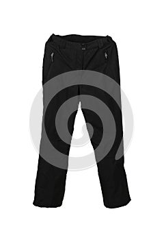 Black ski waterproof and windproof pants isolated on white background