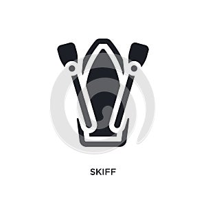 black skiff isolated vector icon. simple element illustration from nautical concept vector icons. skiff editable logo symbol