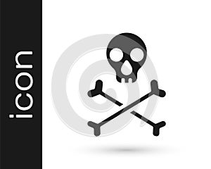 Black Skull on crossbones icon isolated on white background. Happy Halloween party. Vector