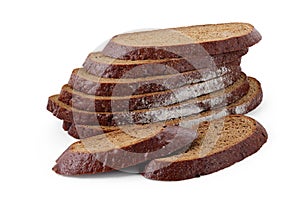 Black sliced bread close-up on a white background white background isolated
