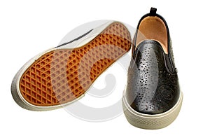 Black slip-on casual shoes