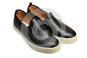Black slip-on casual shoes