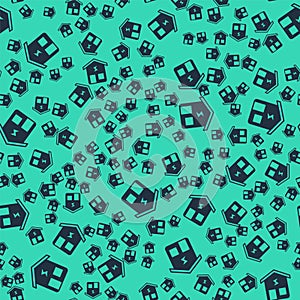Black Smart home icon isolated seamless pattern on green background. Remote control. Vector