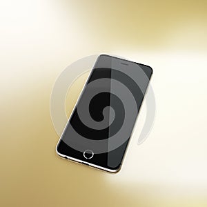 Black smart phone on abstract background.