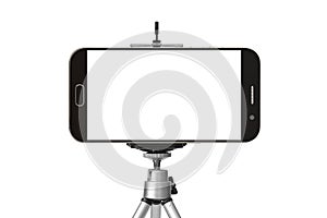 black smart phone with tripod isolated on white