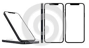 Black Smartphone Displayed From Multiple Angles mobile phone