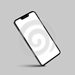 Black smartphone with empty touch screen, phone, view from the side - vector