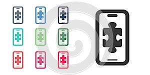 Black Smartphone and playing in game icon isolated on white background. Mobile gaming concept. Set icons colorful