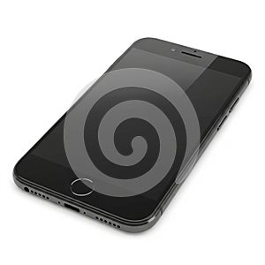 Black Smartphone with Reflective Screen on a White Background mobile phone cell phone