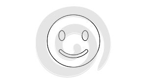 Black Smile face line icon on white background. Smiling emoticon. Happy smiley chat symbol. 4K Video motion graphic