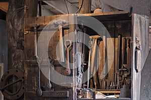 Black smith tools spotlighted for used in a demostration photo