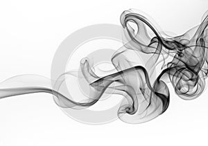 Black smoke abstract on white background, movement of ink water