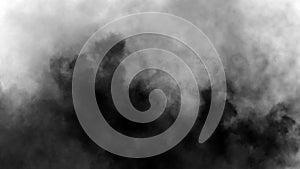 Black smoke . Mistery fog on isolated white background. Texture overlays. Design element