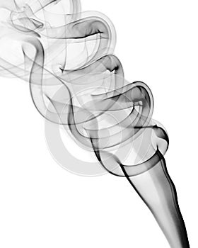 Black smoke on a white background. Abstract artistic design
