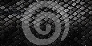 Black Snake Skin Texture with Geometric Scales. Snake Leather Background. Generative AI