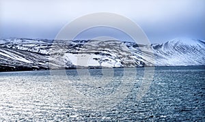 Black Snow Mountains Telefon Bay Deception Island Antarctica