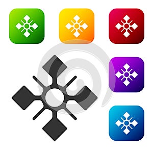 Black Snowflake icon isolated on white background. Set icons in color square buttons. Vector