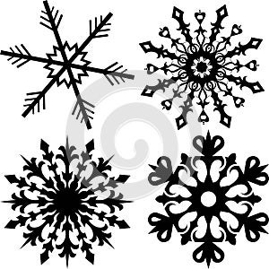 Black snowflakes on a white background