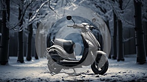 Black Snowscoot In Minimalist French Landscape: A Romantic Vray Tracing Image