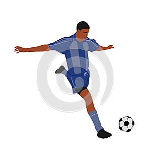Black Soccer player, sports man with ball vector.