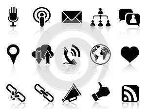 Black social communication icons set